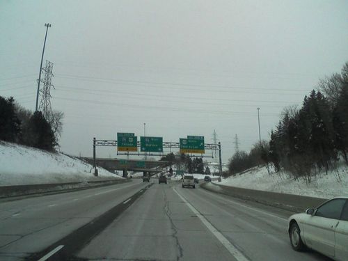 Milwaukee, WI: WB I-94 entering Zoo Interchange (Freeway sits on small sliver of City of Milwaukee) Jan 2009
