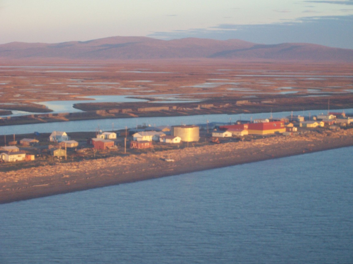 Shaktoolik, AK: shaktoolik school and fraction of the village