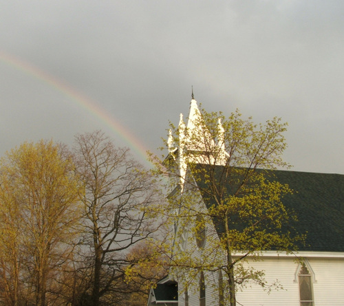 Princeton, ME: Rainbow over Princeton Congregational Church
