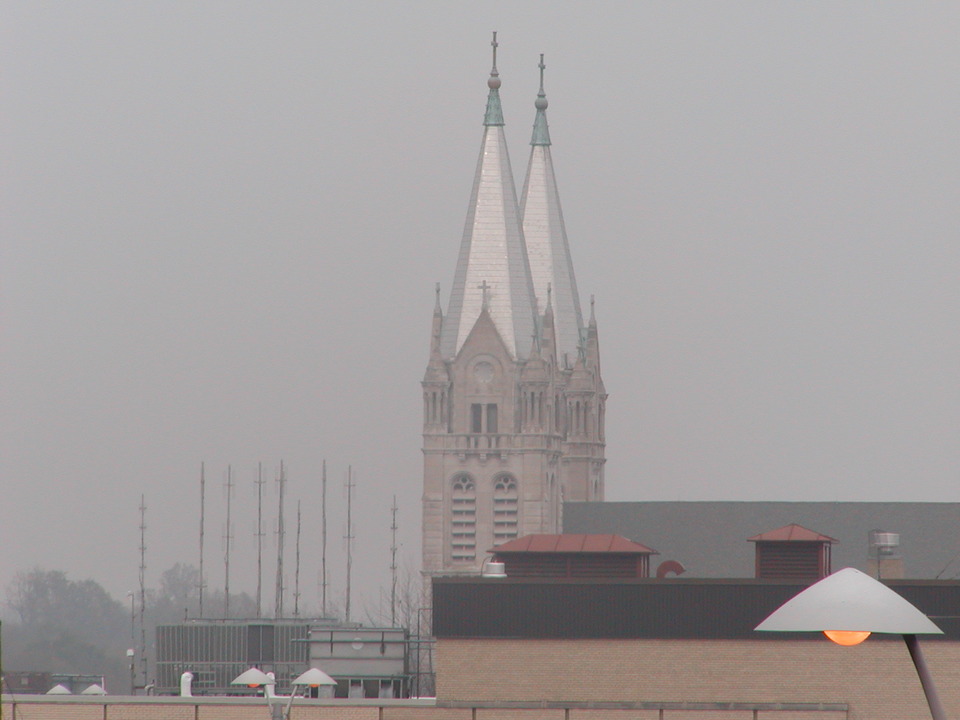 Joliet, IL: downtown, spires and antennas