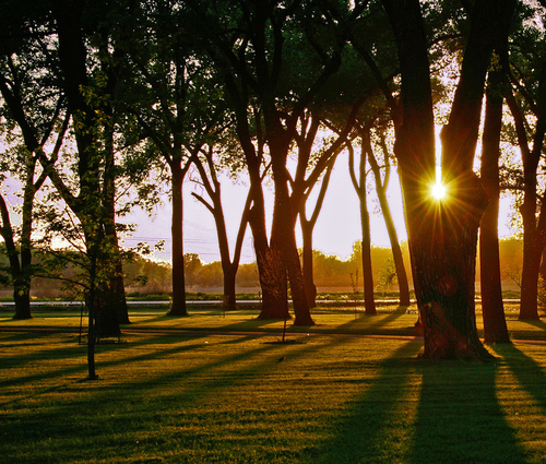 Superior, NE: Summer Sunset in Big Park, Superior Nebraska