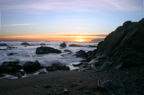 Cambria, CA: Sunset on Marine Terrace, Cambria CA