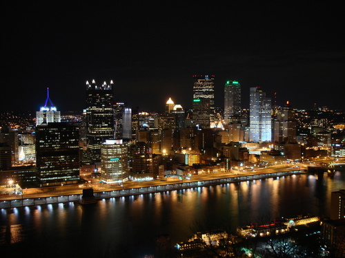 Pittsburgh, PA: Downtown at night from Mt. Washington
