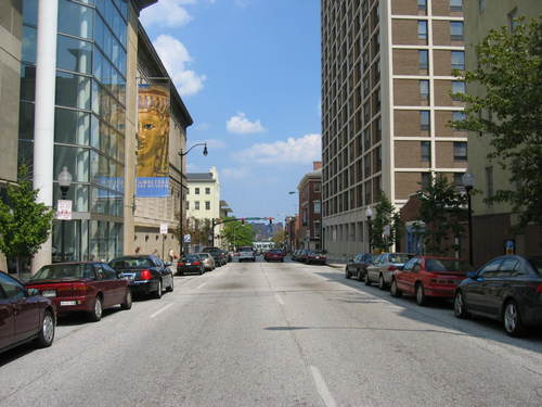 Baltimore, MD: Looking Up Mount Vernon Street