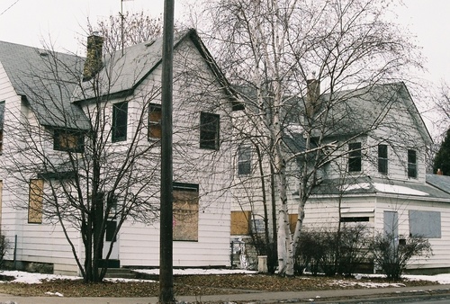 Minneapolis, MN: Two abandoned houses on Dupont Avenue, Minneapolis' North Side