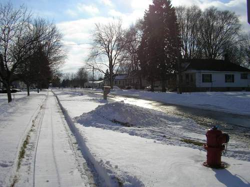 Birch Run, MI: Birch Run street in the snow