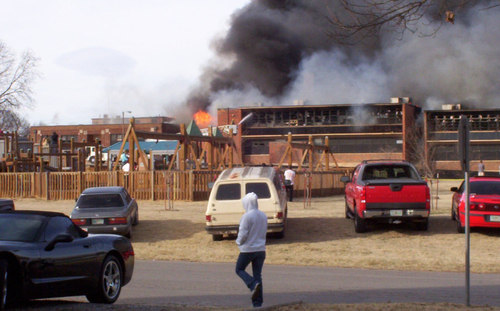 Chickasha, OK: Old Middle School Burning Down