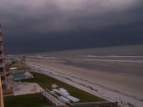 New Smyrna Beach, FL: Incoming storm from balcony of Atlantic Plaza