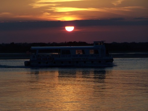 New Smyrna Beach, FL: Water Taxi at sunset, New Smyrna Beach