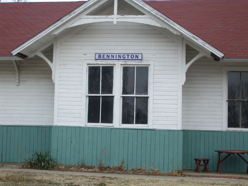 Bennington, KS: Old Train Station, first thing you see when you drive into town.
