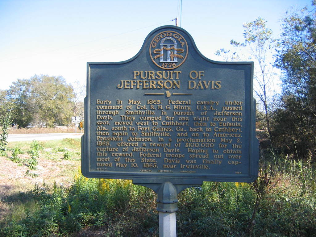Smithville, GA: Pursuit of Jefferson Davis historical marker, Smithville, Ga