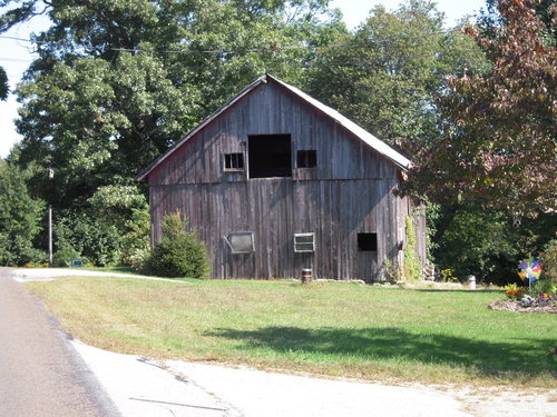 Salem, CT: Grey Barn on local road in Salem, CT