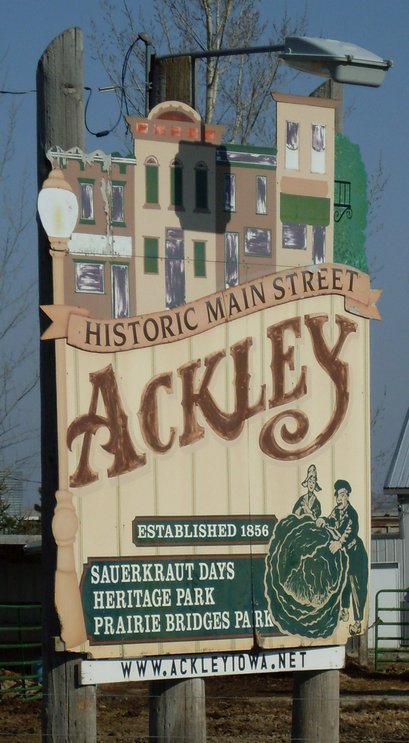 Ackley, IA: Ackley Welcome Sign on Hwy 57