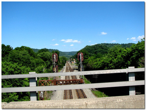 Alderson, WV: A VIEW FROM THE RAILROAD CROSSING BRIDGE - ALDERSON, W.VA