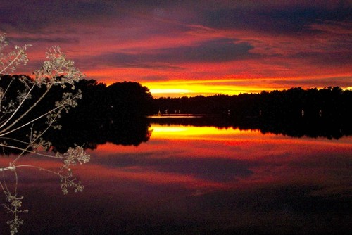 Whispering Pines, NC: Spring Valley Lake at Sunset