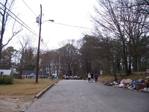 Atlanta, GA: People gathering to walk their dogs at Clifton Road SE and Clifton Way SE in the East Atlanta area of Atlanta, Georgia. This is about as far east as you can go and still be in the city of Atlanta.