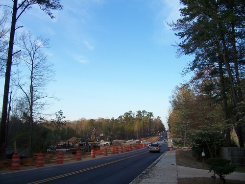 Seven Oaks, SC: SCDOT bridge replacement project along Piney Grove Road in the Seven Oaks unincorporated area, March 21, 2009. The new, wider bridge spans the western branch of Kinley Creek, with the eastern branch also scheduled for a wider bridge.