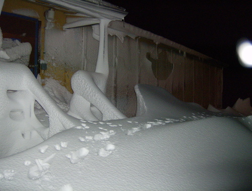 Kongiganak, AK: High winds in March created high drifts