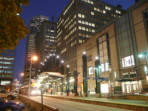 Minneapolis, MN: LRT Station at the Neiman Marcus Department Store on Nicollet Mall.