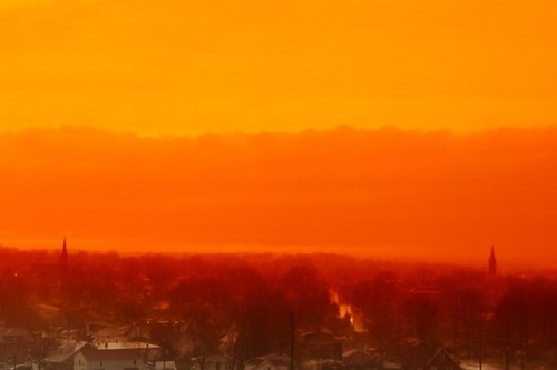Washington, MO: Mist at sunset, Washington, MO