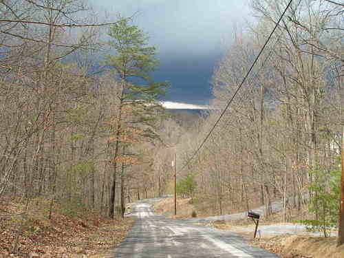 Inwood, WV: View of Sleepy Creek Mountain with storm approaching (taken in Glenwood Forest - March '09)