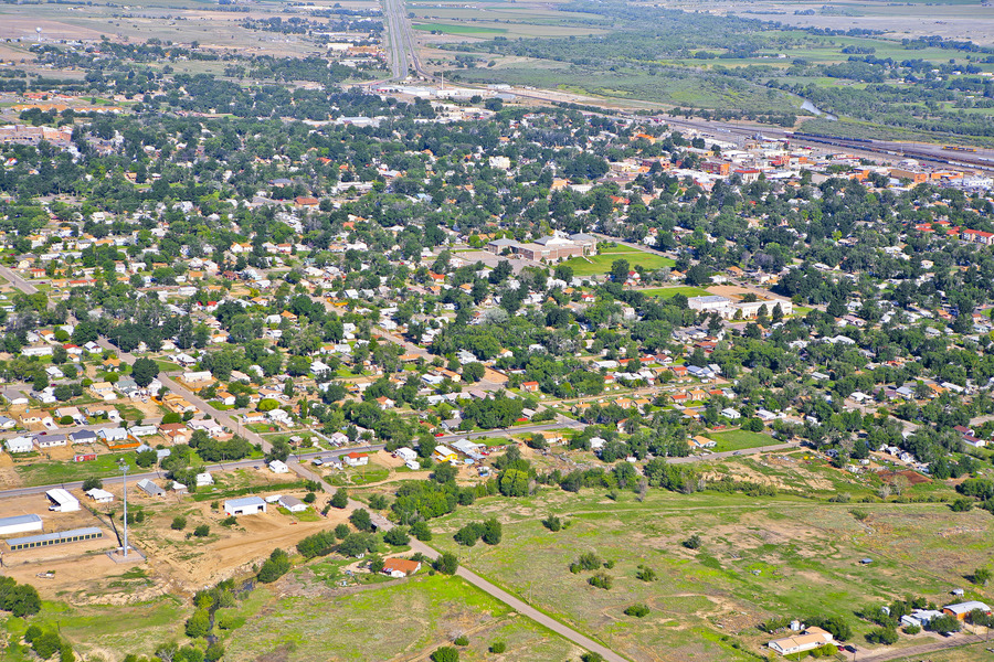 La Junta, CO: Aerial view of City of La Junta