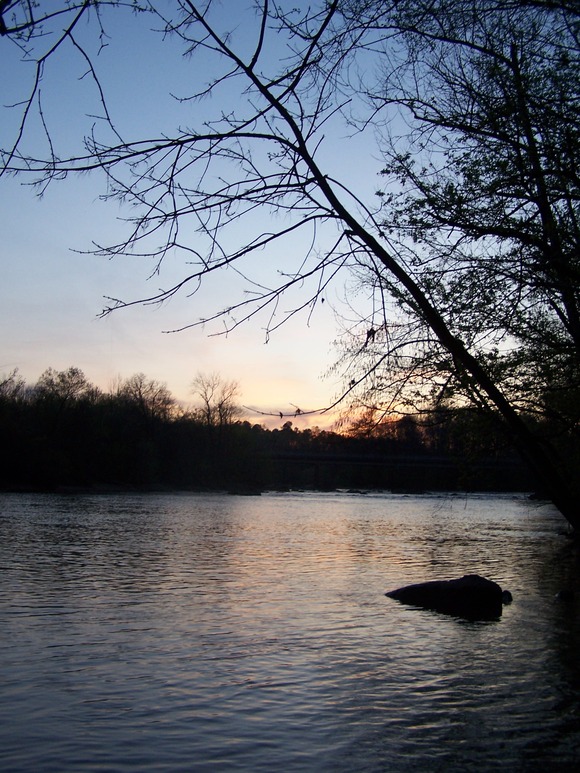 Saxapahaw, NC: Haw River in Saxapahaw at Sunset