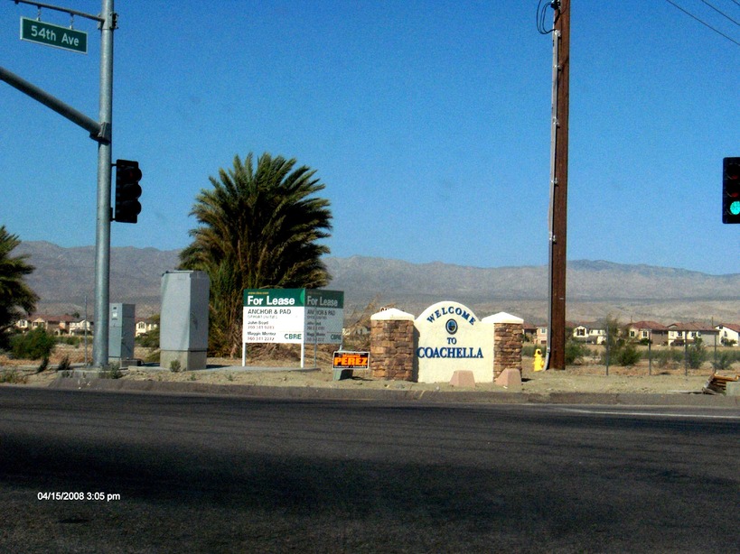 Coachella Valley, CA: Coachella City limit signage along state highway 86