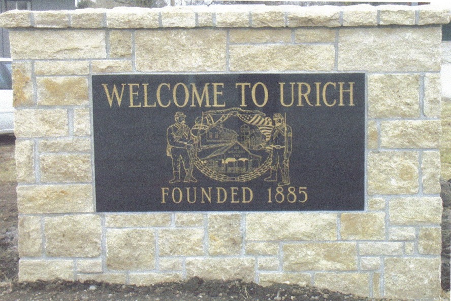 Urich, MO: Welcome to Urich Sign designed and erected by the Urich Inter-Church Council