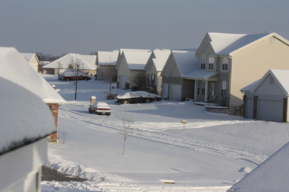 Wentzville, MO: A snowy day in Woodlands subdivision on Rocky Mound Road