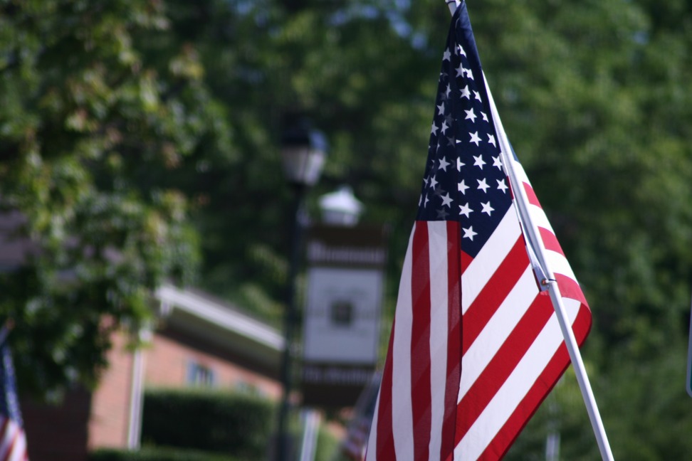 Greeneville, TN: Flag across from First Baptist Church Downtown