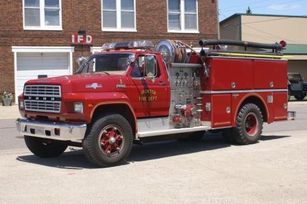 Ironton, MN: Ironton Pumper #1 in front of the Ironton Fire Hall