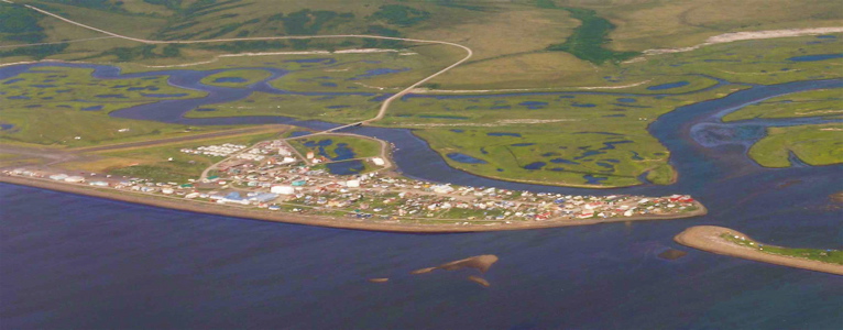 Unalakleet, AK: Aerial view of Unalakleet, AK taken on 7-21-05