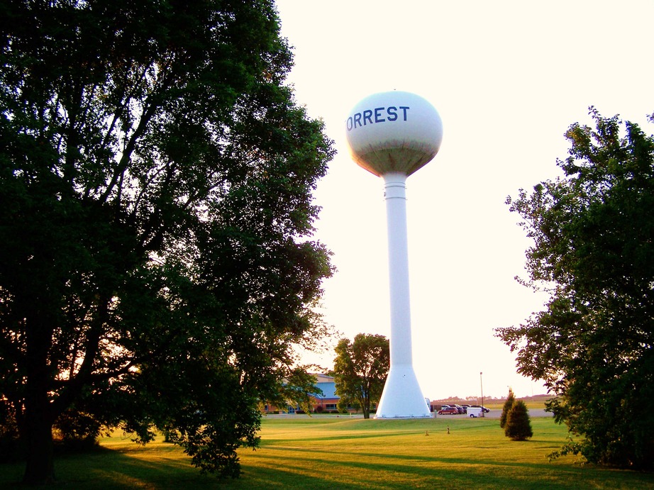 Forrest, IL: Water Tower at sunset