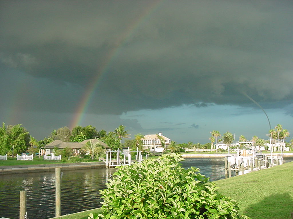 Charlotte Harbor, FL: Water Spout and Rainbow over Charlotte Harbor