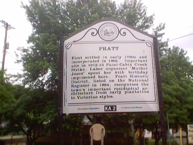 Pratt, WV: City of Pratt WV - historial city sign