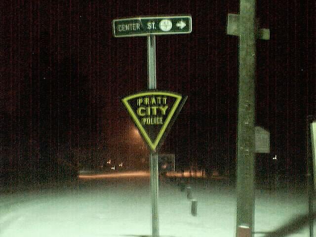 Pratt, WV: City of Pratt WV - city police sign with snow in background