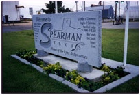 Spearman, TX: Spearman Welcome Sign at "Crazy Corners"