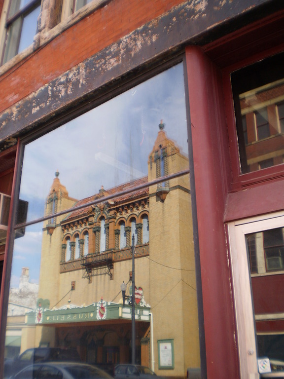 Maysville, KY: Reflection of the Russell Theater in Maysville, Currently Undergoing Restoration