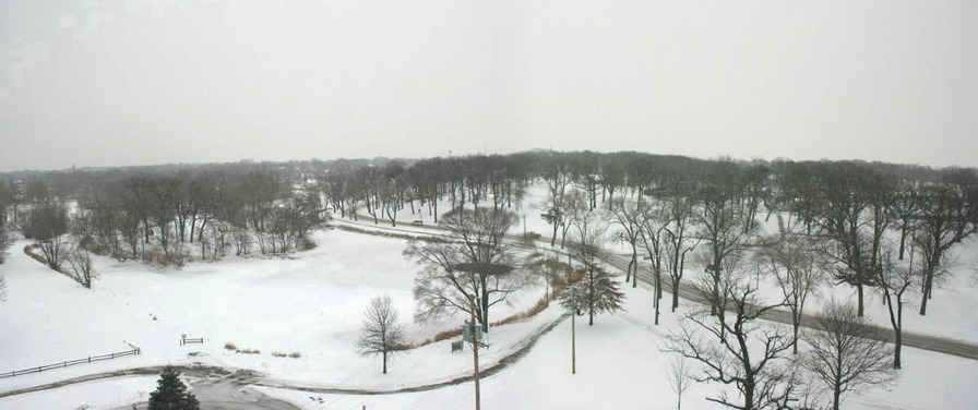 Aurora, IL: Winter Panorama of Phillips Park in Aurora, IL