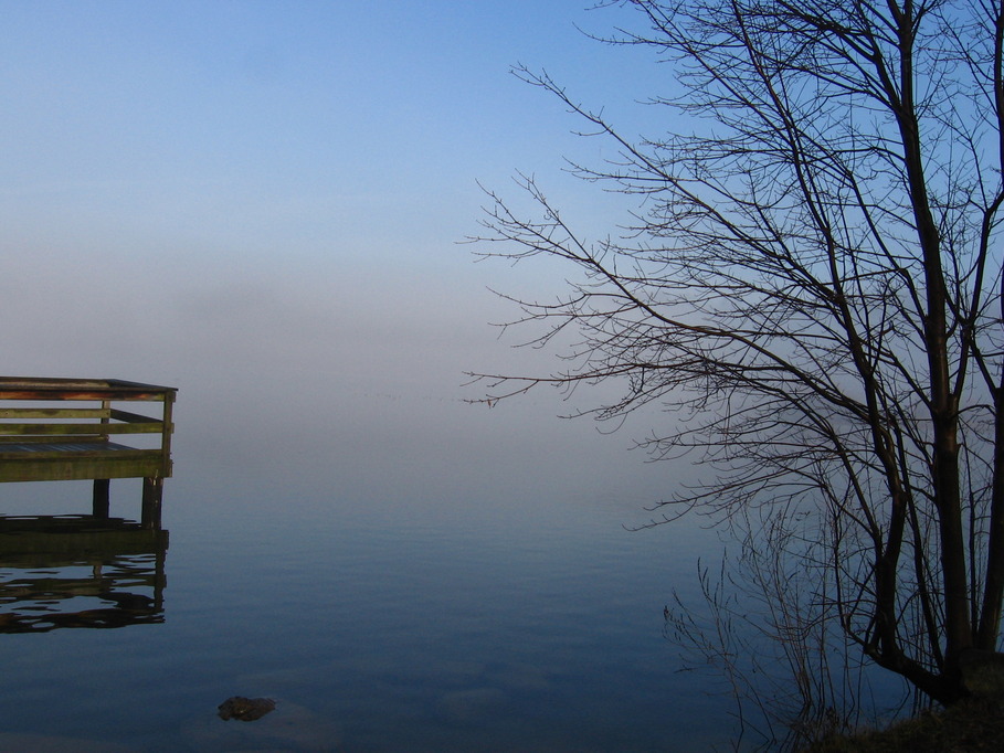 Oxford, NJ: AT THE OXFORD LAKE ON A FOGGY MORNING.