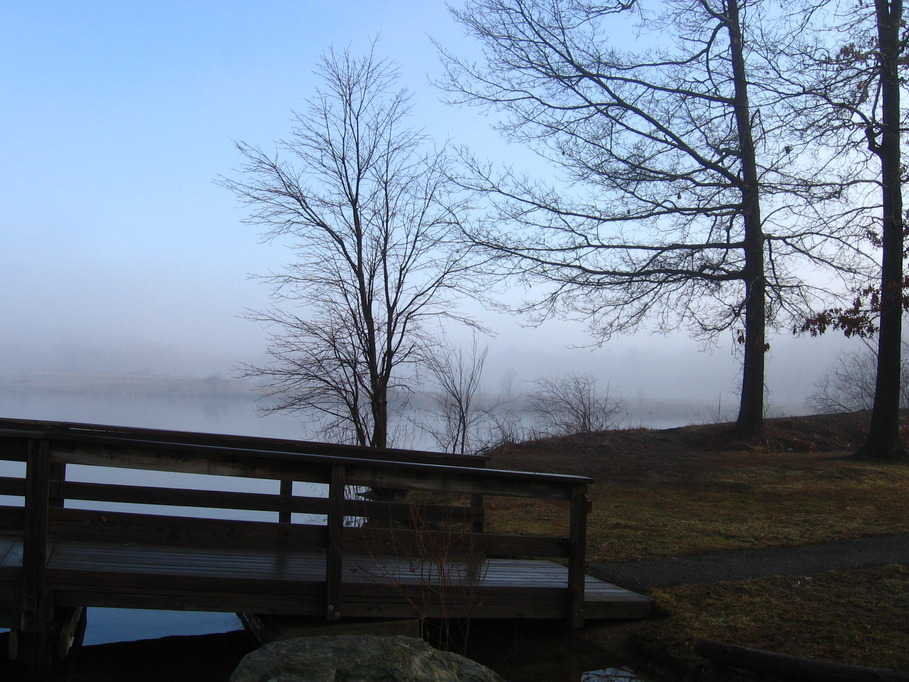 Oxford, NJ: AT THE OXFORD LAKE ON A FOGGY MORNING.