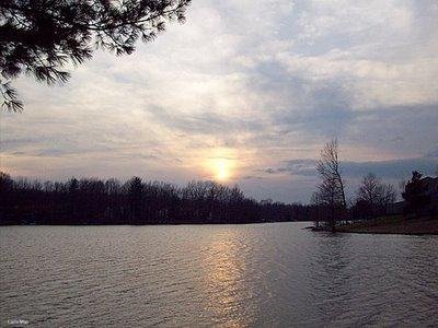 Fairfield Glade, TN: Sunset at Lake Catherine. Photo was taken from Robin Hood Park in early March 2008.