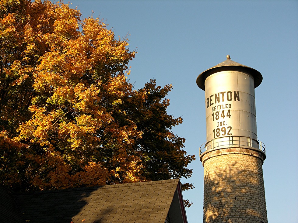 Benton, WI: Historical Stone Water Tower in Benton, WI