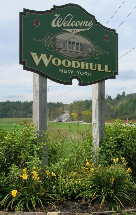 Woodhull, NY: Sign for the Town of Woodhull, New York on State Route 417