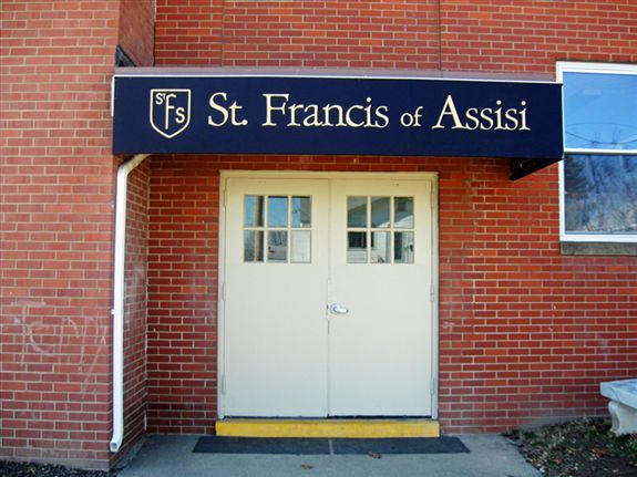 St. Albans, WV: St Francis of Assisi Catholic School Entrance at 525 Holley Street