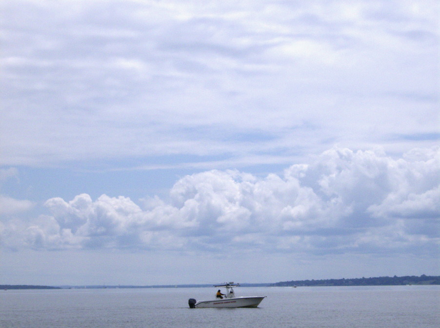 Barrington, RI: The beach patrol boat, at Barrington beach 7-09-09