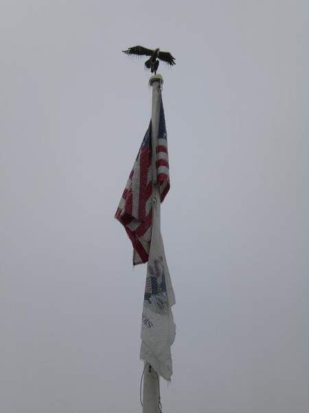 Brighton, IL: Flag Pole at Schneider Park after the Ice Storm in December 2007