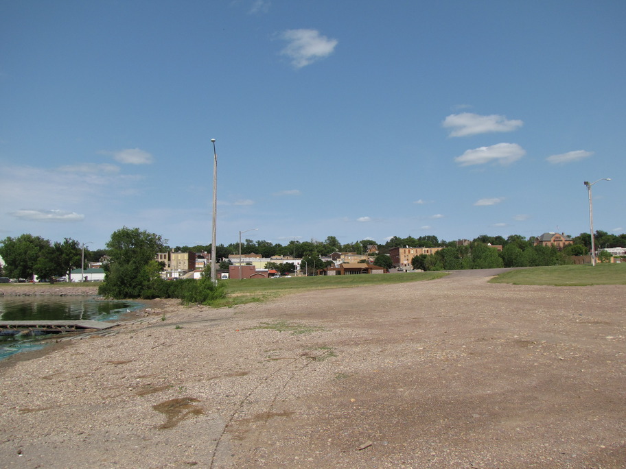 Ortonville, MN: looking at town of ortonville from foot of big stone lake