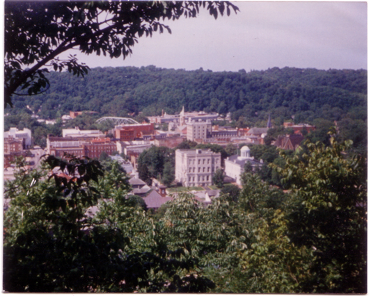 Frankfort, KY: Downtown Frankfort from earthen mounds atop Fort Hill